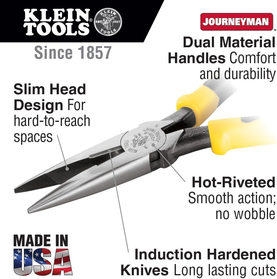 Klein Tools J203-8 Needle Nose Pliers with Cutter, Heavy Duty 8-Inch Journeyman image number 2