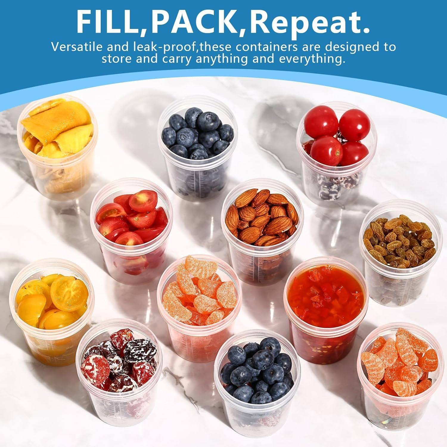 Tjhypenete 10PCS Small Containers with Lids, 4 Oz Reusable Salad Dressing Container, Sauce Storage Container, Leakproof Condiment Containers, Stackable Plastic Dip Sauce Cups for Snack Drink Ketchup image number 3