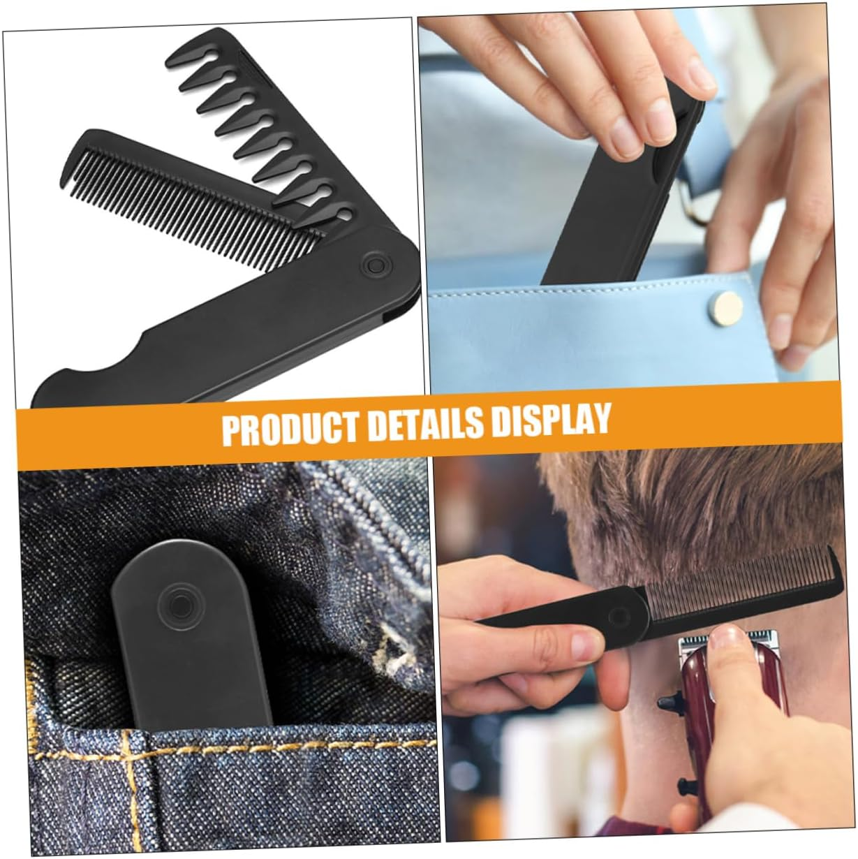 AUTSUPPL Small Hair Brush Portable Folding Comb Smooth Comb for Men Travel Essential for Styling image number 1