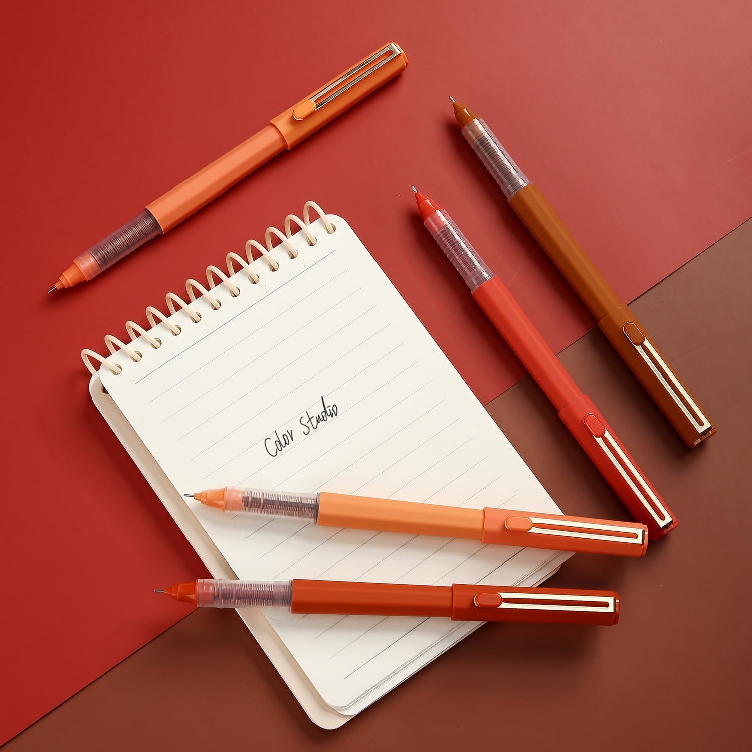 M&G 5 Pcs Liquid Rollerball Pens Ultra Fine Point Pens with Black Ink, 0.5Mm Caramel Color Pens Smooth Writing for Note Taking, Office School Supplies Gifts Student Women Men image number 6