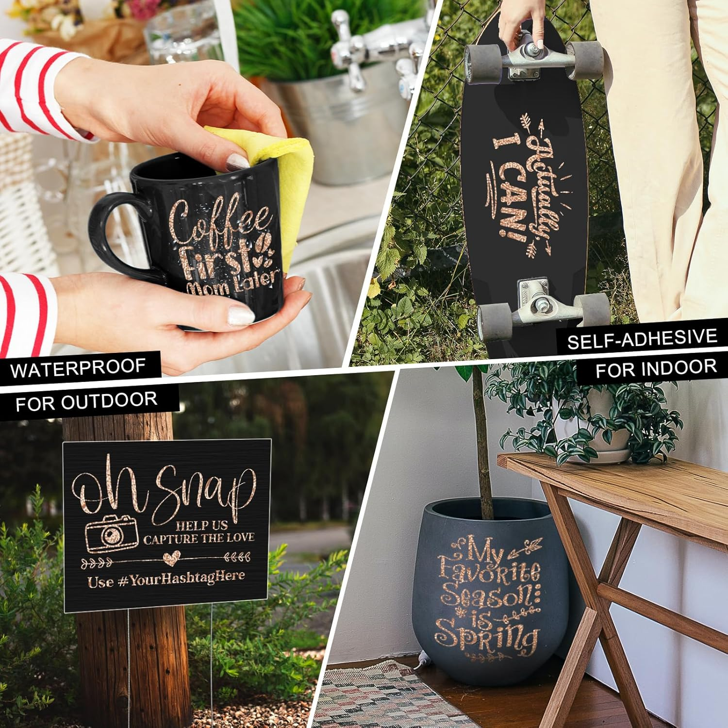 VINYL FROG Tree Texture Adhesive Vinyl Roll, 12" X6Ft Rose Gold, Permanent Craft Vinyl, Metallic Foil Sticker for Crafts, Home Decor image number 6