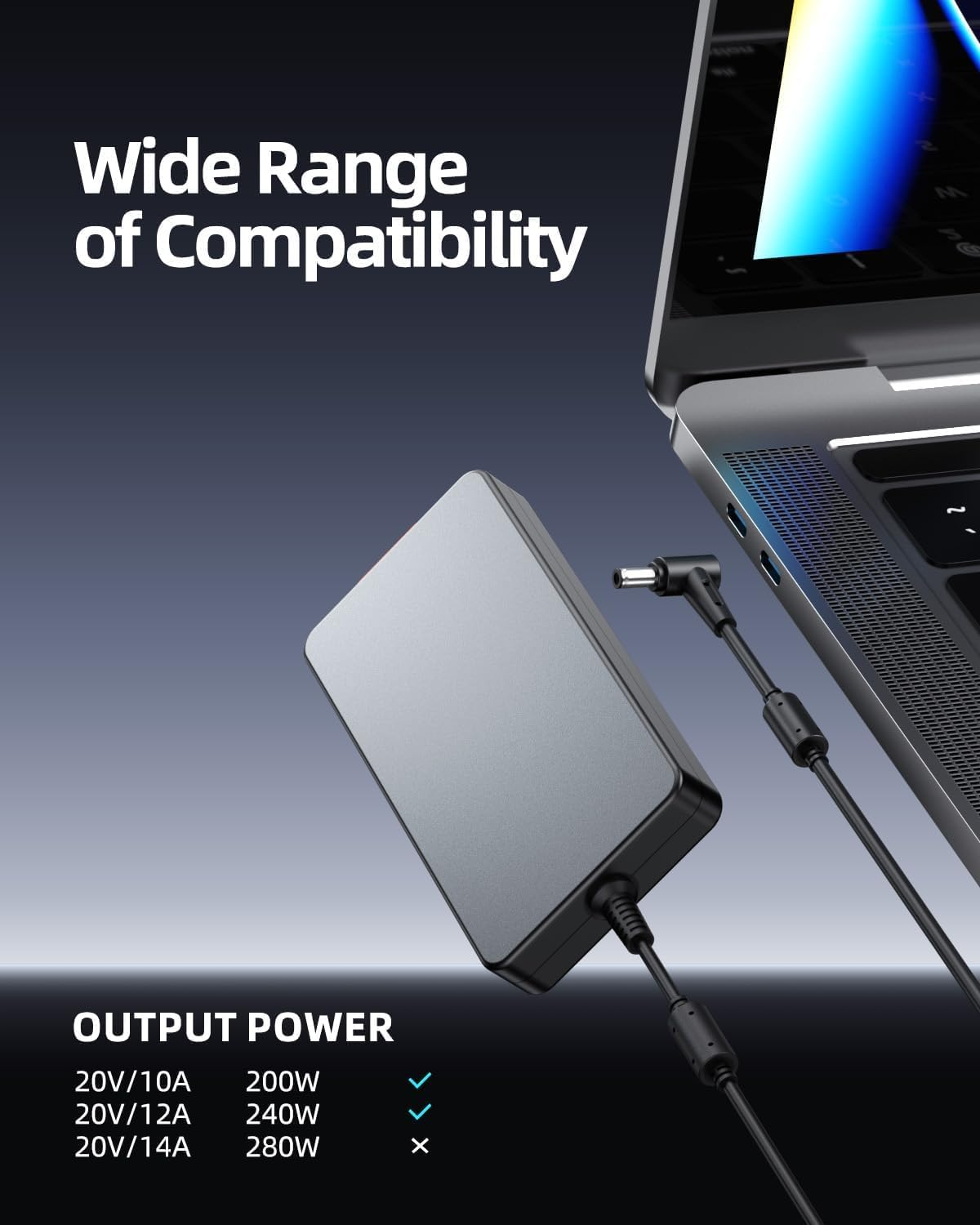 240W Zephyrus Charger ADP-240EB B Fit for Asus Rog Zephyrus G14 G15 M16 G16 S15 S17, Rog Flow X16 GV601, Rog Strix Scar Charger, Asus 240W Charger image number 6