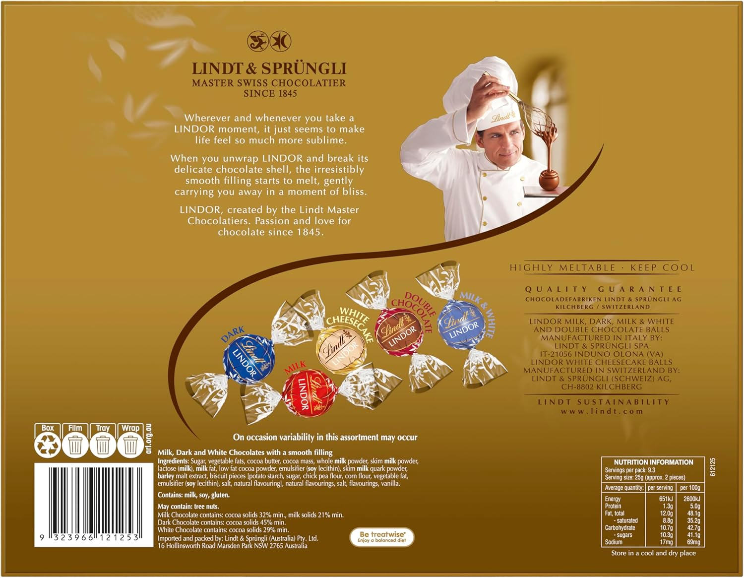 Lindt Lindor Assorted Chocolate Heritage Gift Box 234G image number 6