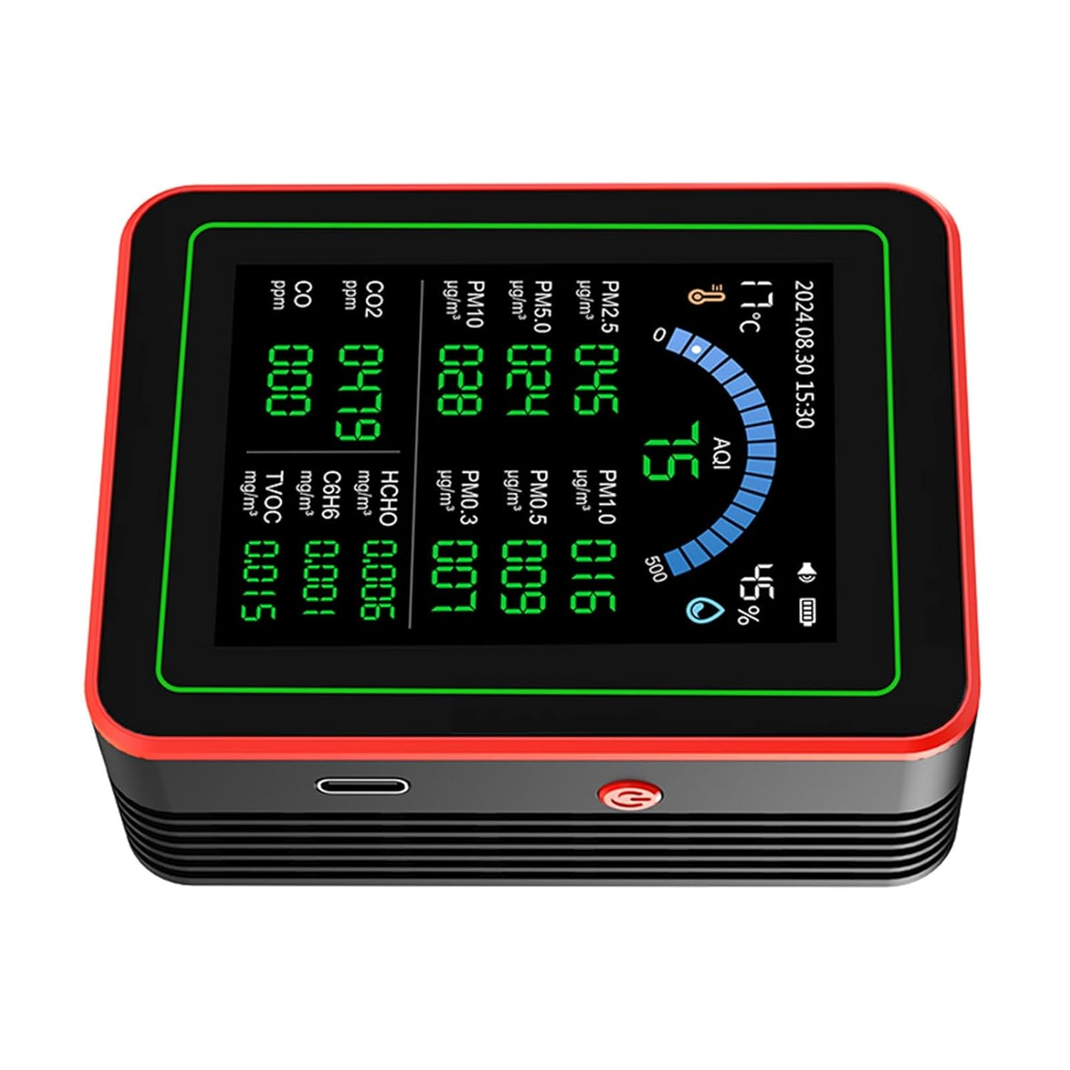 Pomya Air Quality Meter, Portable Portable Air Quality Meter Easy to Read of Precise Reading Battery Type C Cargo for the Home image number 2