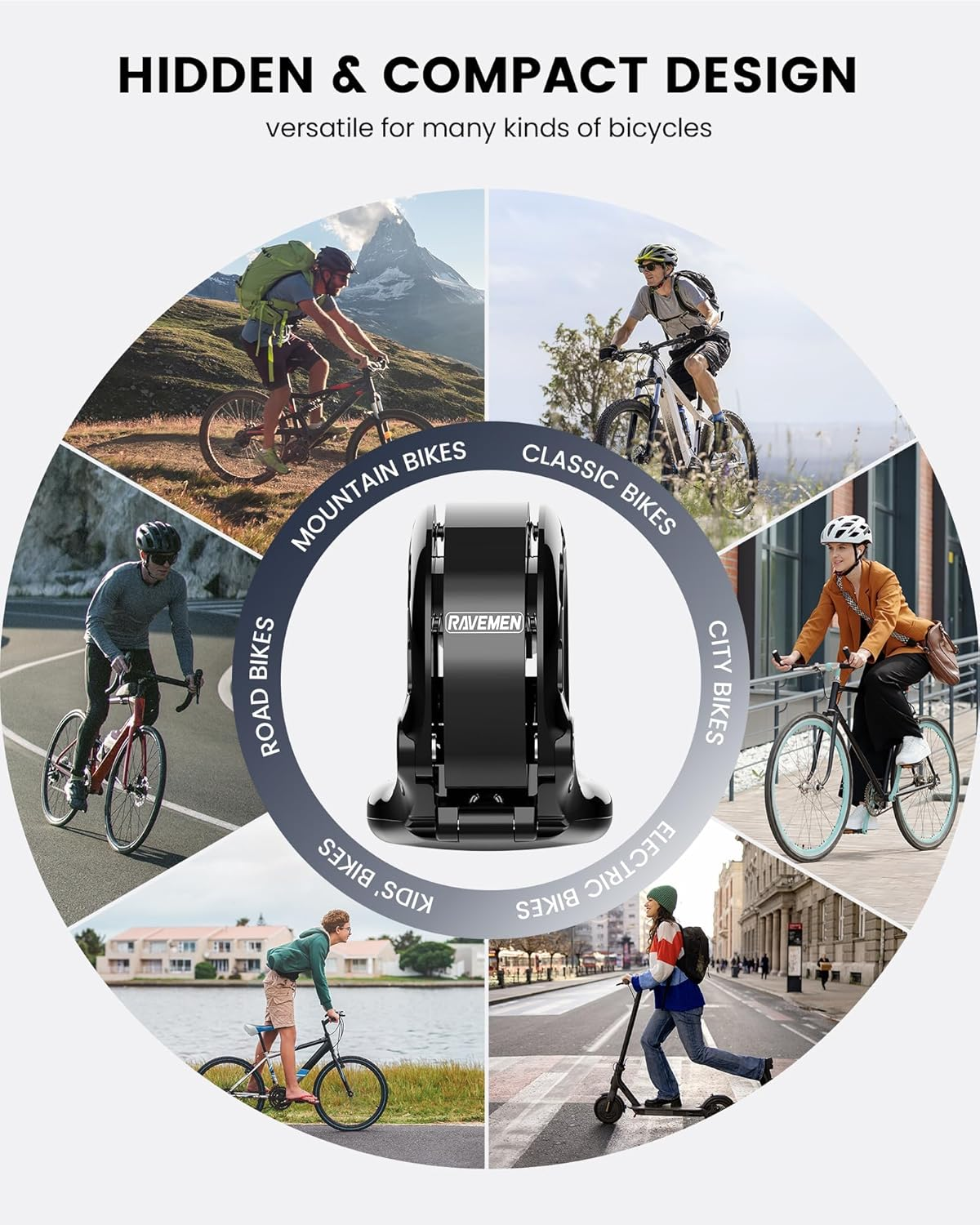 Bike Bell Compatible with Airtag, Loud Hidden Bicycle Bell for Adults and Kids, Compatible with Road Bikes, Mountain Bikes, Cross Bike, Etc., Handle Inner， Fit 22.2, 25.4, 31.8Mm Handlebars image number 5