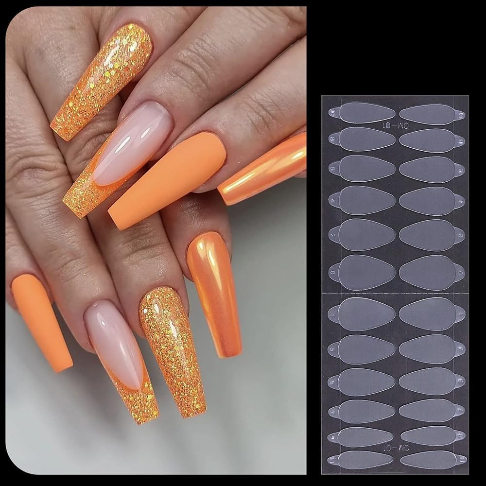 Pack of 96 French Nails Stamp for Gel Nails, French Forms Stickers for Poly Nail French Nails Stencil Nail Extension Manicure French Nail Stickers Nail Tips Nail Design