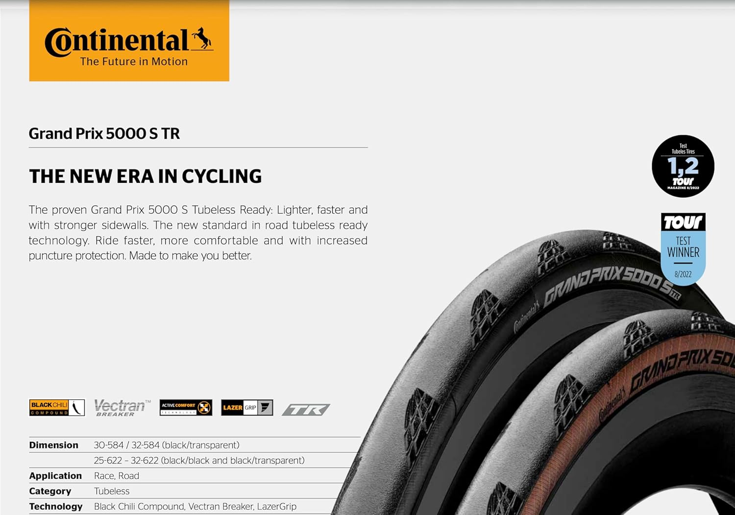 Continental Grand Prix 5000S TR Folding Tyre // 25-622 (700 X 25C) image number 3