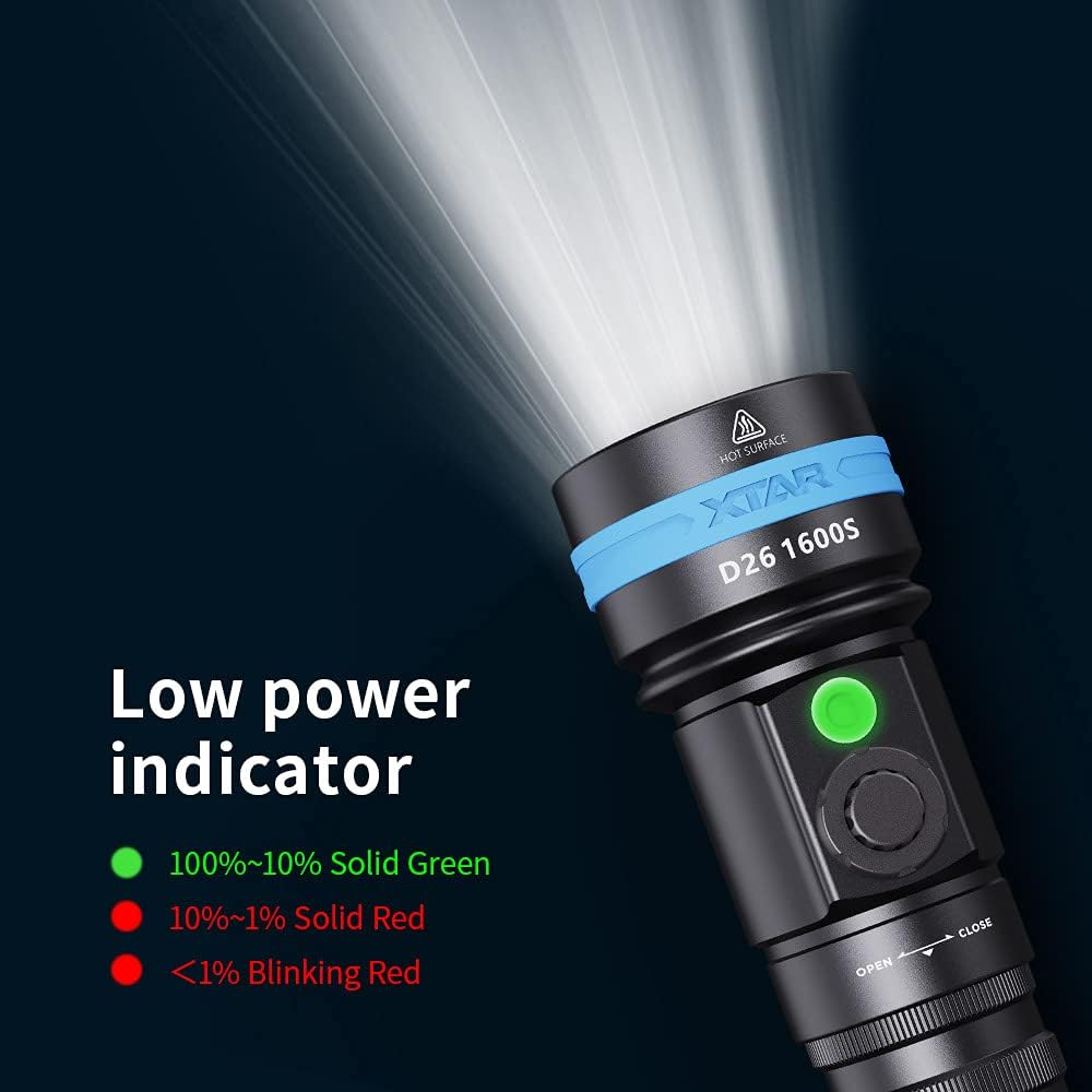 XTAR D26 1600 Lumen Scuba Diving Flashlight Dive Torch Underwater 100 Meters Submarine Lights for under Water Deep Sea Cave at Night image number 5
