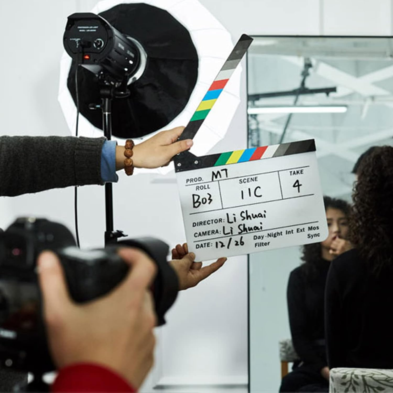 Acrylic Plastic Clapper Board for Film, 30X24Cm Director'S Film Clapboard Movie Cut Action Scene Slate for Movie, Video, TV Show, Studio Live, White image number 6