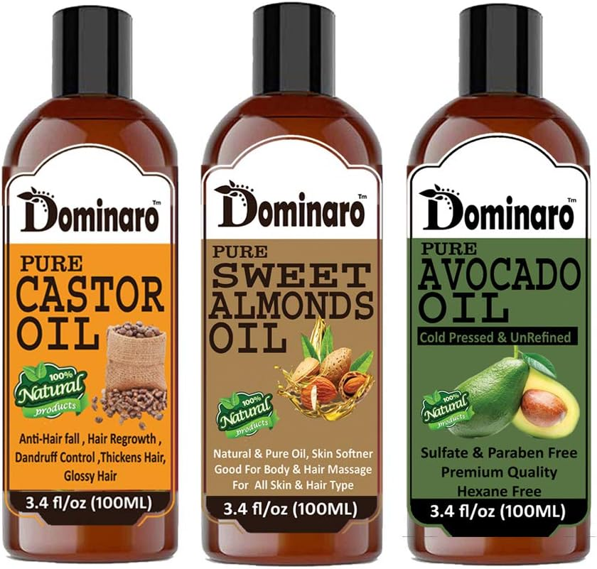 Dominaro 100 % Pure & Natural Castor Oil & Sweet Almonds Oil & Avocado Oil (300 Ml) image number 4