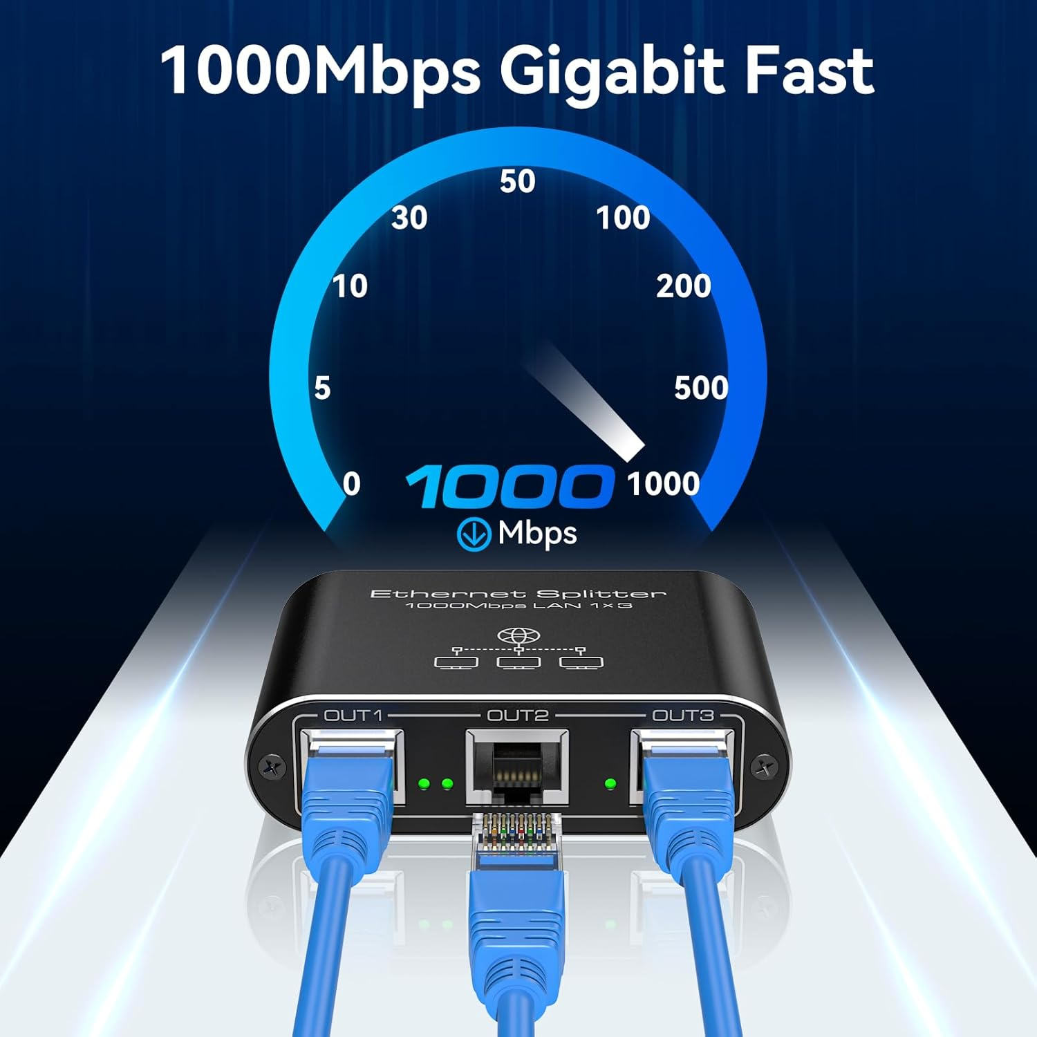 ATLAHET Ethernet Splitter 1 in 3 Out High-Speed 1000Mbps Network Splitter [3 Devices Share Network] RJ45 LAN Separator Adapter with USB Power Cord Internet Separator for Cat6/7/8 Cable image number 5