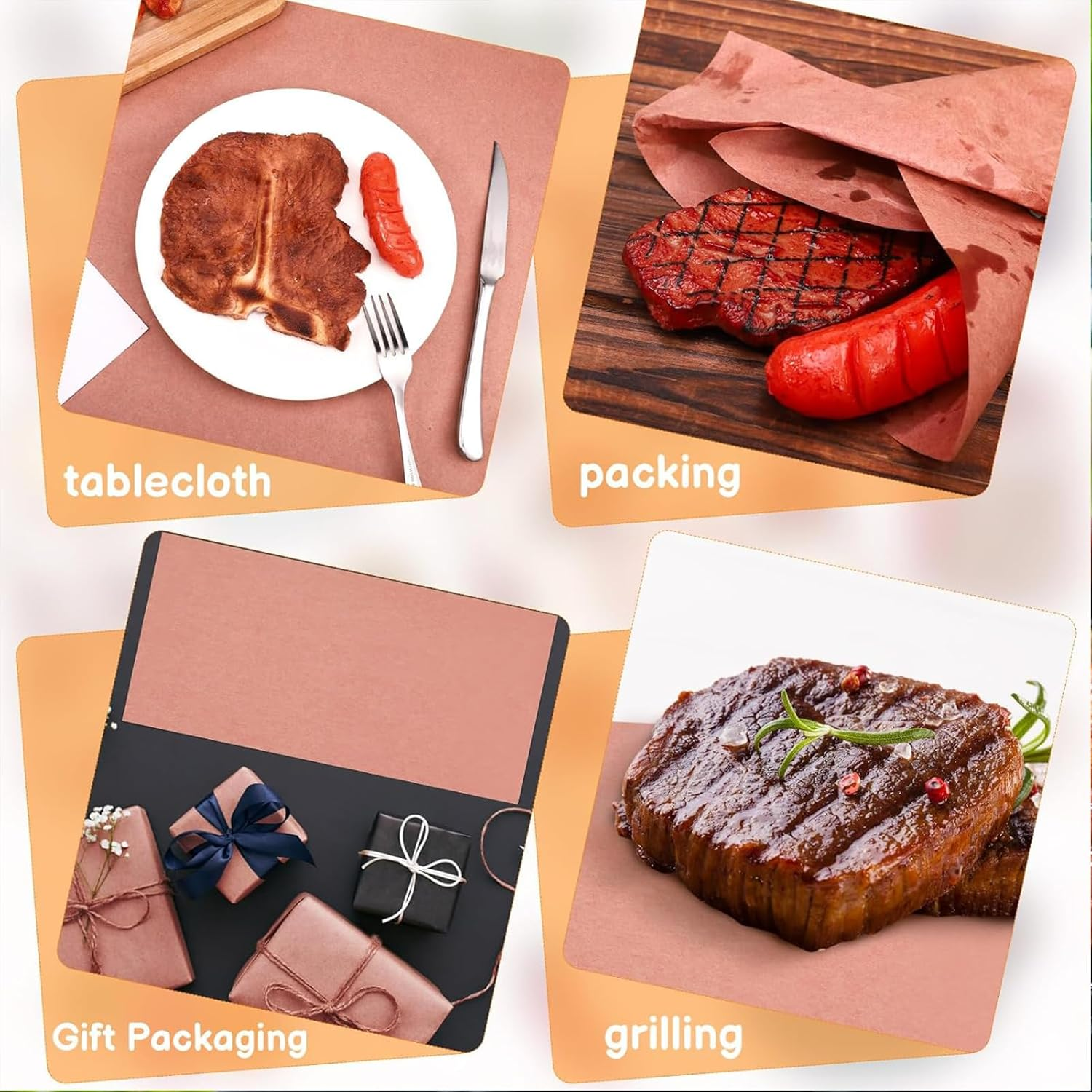 Pink Butcher Paper Roll - Food-Grade Peach Butcher Paper for Smoker, BBQ, Grilling, Smoking Meat - Unbleached, Uncoated and Unwaxed (40Cm X 10M) image number 1