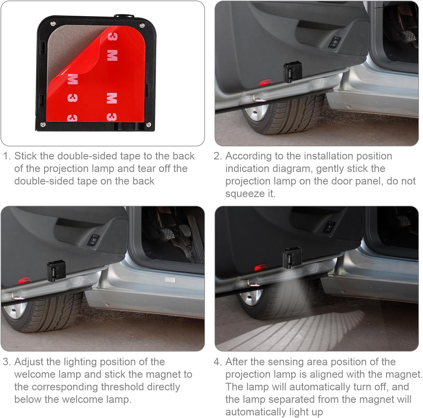 BTFO 2Pcs Car Door Lights Logo Projectors, Angel Wings Car Door Projector Lights No Drill Side Door Step LED Welcome Courtesy Lights Fit for All Car Models image number 5