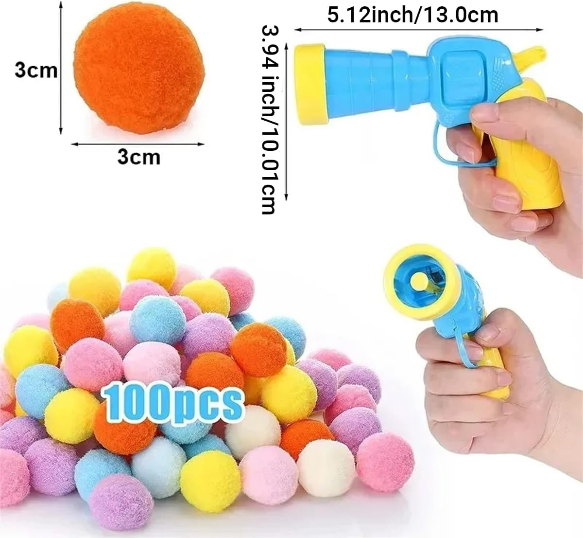 AIMALL Cat Toy Gun, Interactive Plush Ball Launcher, 1.18 Inch High Elastic Balls, Quiet Polyester Fur Ball Shooter for Cat Play and Exercise image number 3