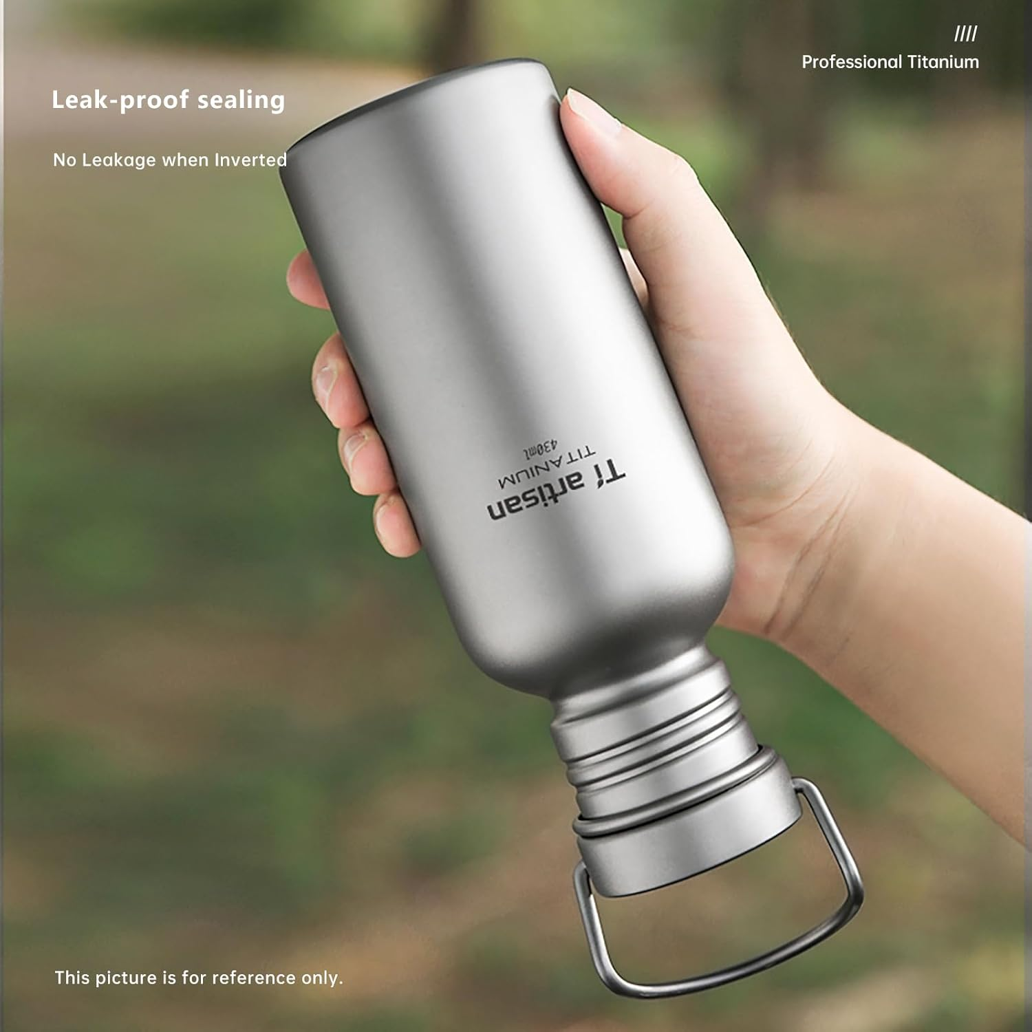 Ti Artisan Titanium Water Bottle Sport Bottle Ultralight Leakproof for Outdoor Camping Hiking (600Ml) image number 2