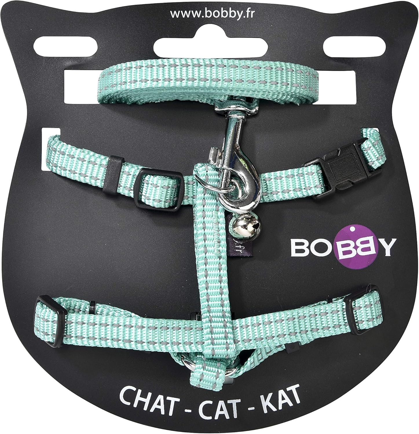 Bobby Safe - Cat Harness and Lead - Escape Protection - Reflective Resistant - Turquoise - 25-38 X 10 Cm