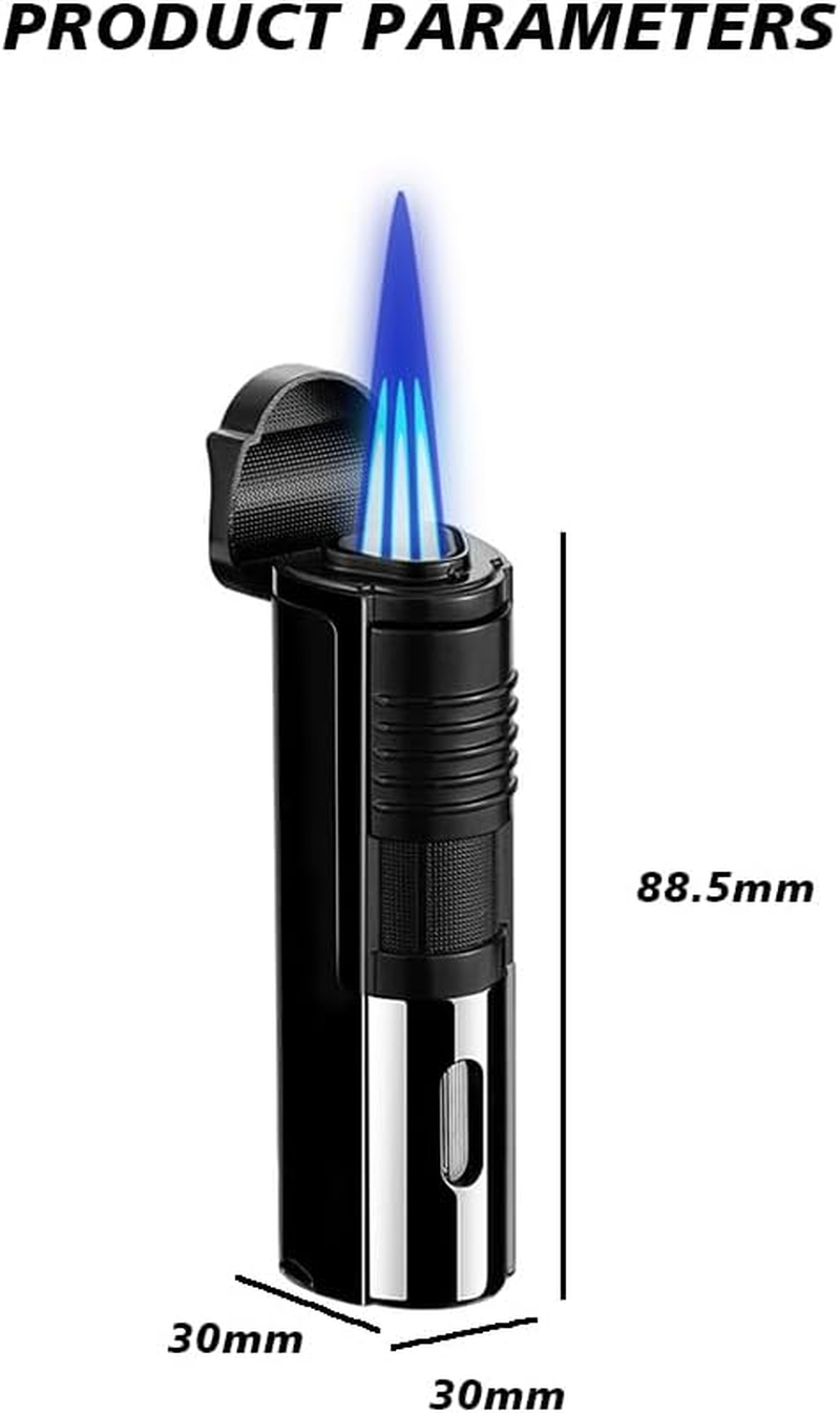 FOJI Triple-Flame Jet Torch Lighter, Mini Butane Torch with Refillable Butane System, Built-In Cutter & Adjustable Flame &ndash; Windproof Fire Starter for Candles, Camping, and Outdoor Adventures (Gray)