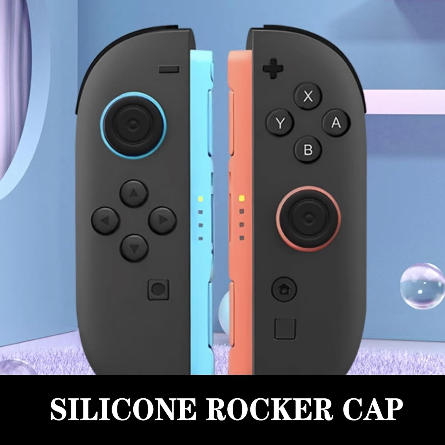 Enhance Gaming Accuracy and Comfort Joystick Caps, Protect Original Joystick, Increase Sensitivity, Cyan & Magenta Design, Compatible with Nintendo Switch Lite Thumb Grip image number 4