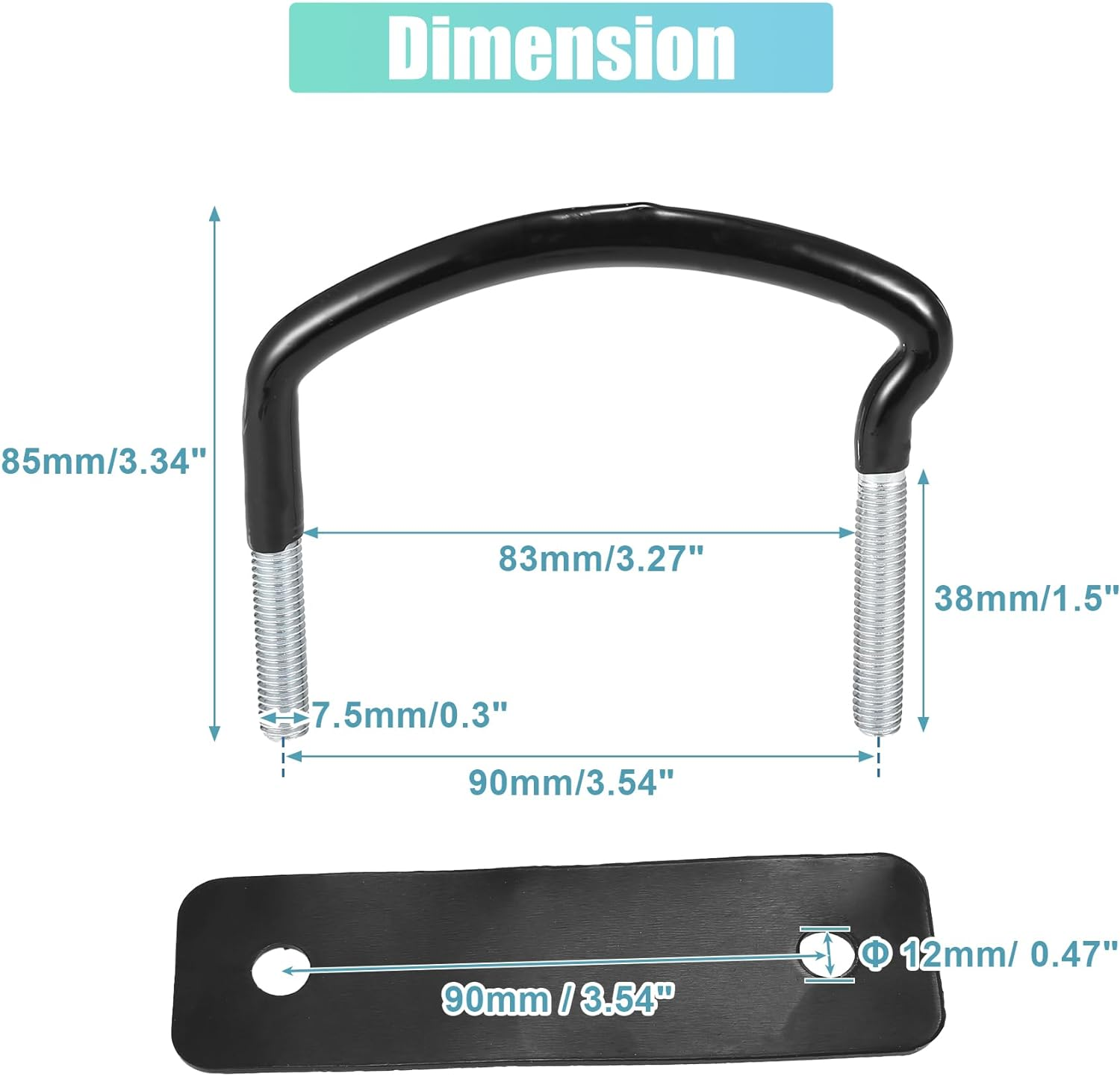 X AUTOHAUX 4 PCS Universal Roof Box U Bolt Clamps Rooftop Cargo Carrier Rack Bolts 83Mm Internal Width W/ 8 Lock Nuts and 2 Straps Cargo Carrier Mounting Fitting Iron Bolts image number 5