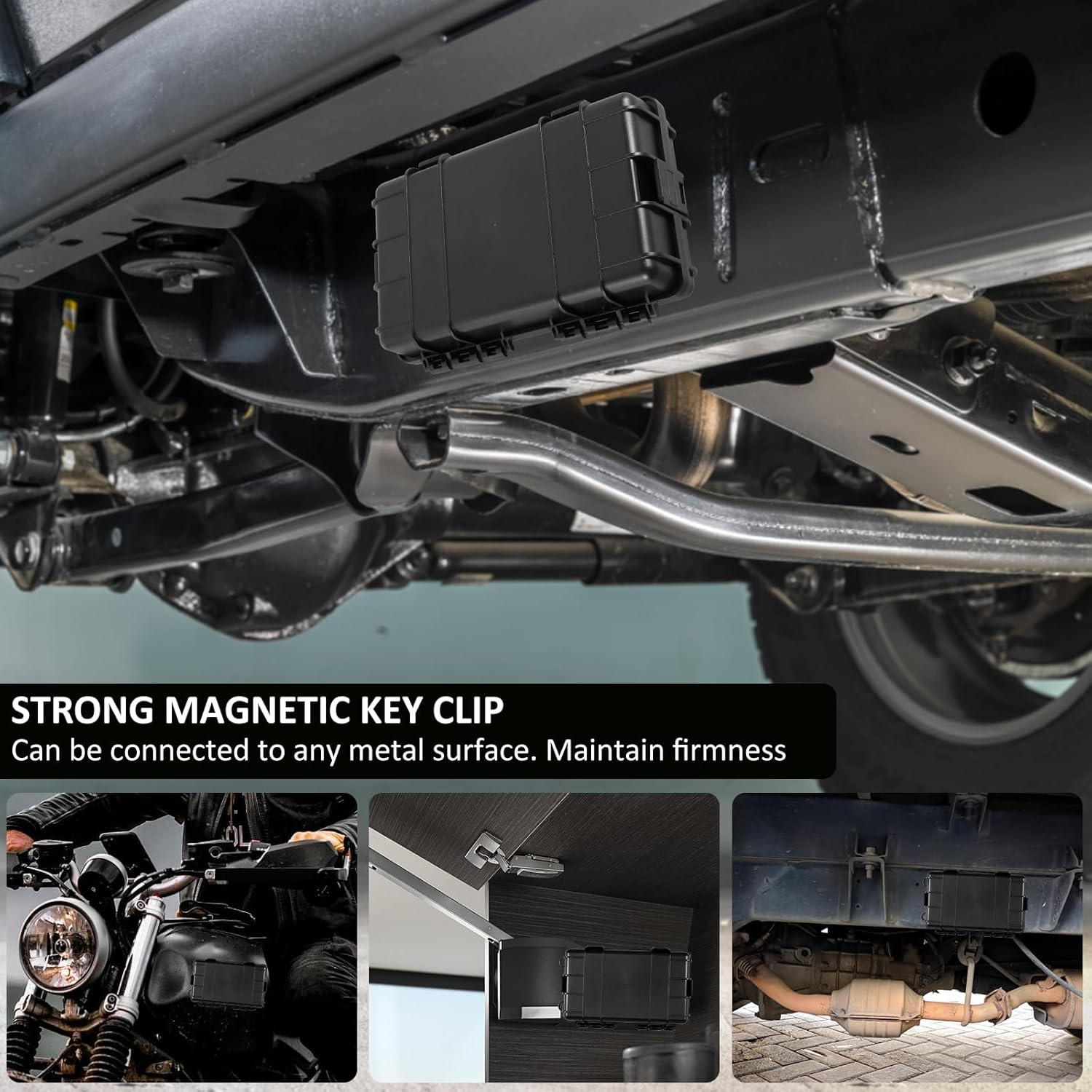 Magnetic Key Box under Car Vehicles, Hide a Key Magnetic under Car Key Holder Spare Key Hider, Waterproof Hidden Key Holder Case for Outdoor Travel, Magnet Key Box under Car image number 4
