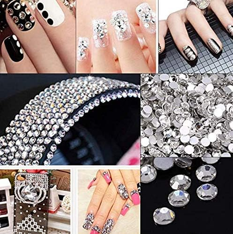 1440 Pieces SS10 Crystal Flat Back Brilliant round Rhinestones Glass Stones Glitter Gems Transparent Faux Diamond (Clear, 2.8MM) image number 4