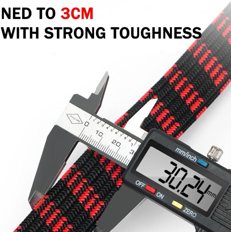 JZS Flat Bungee Cords with Hooks 2M Adjustable Elastic Bungee Straps with Hooks for Bicycles Camping Tent Luggage Fixings 2 Pack Black - Red image number 2