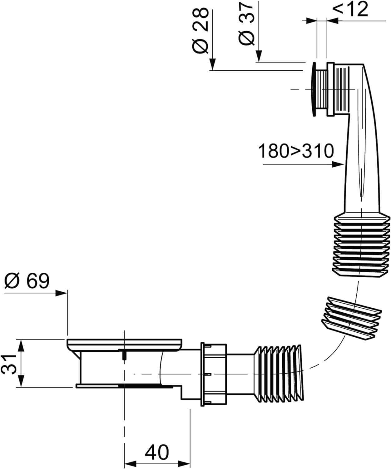 Wirquin SP2060099 Overflow Tube and Connection Pipe for Sink Extendible image number 2