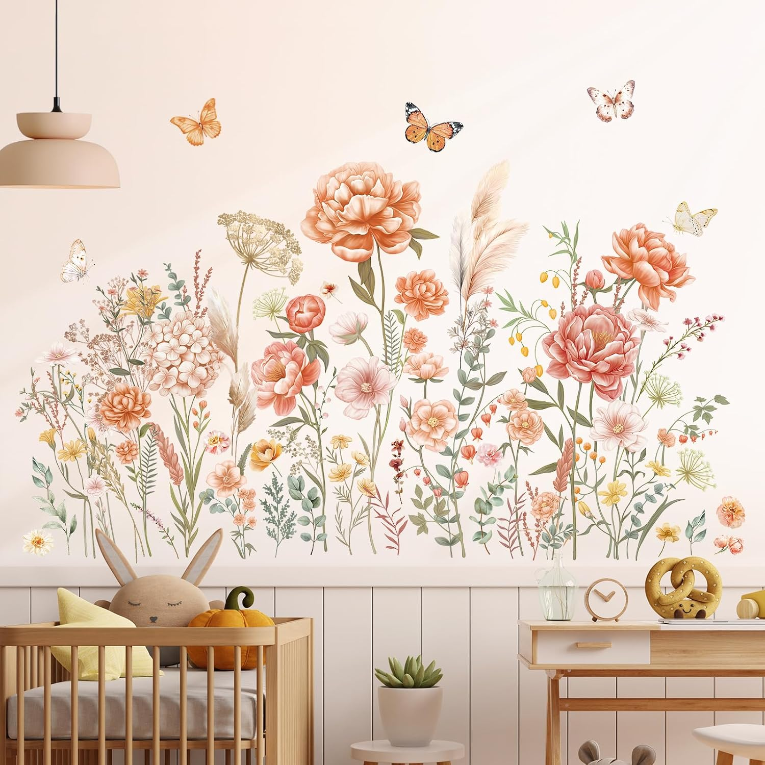DECOWALL SG2-2507 Boho Large Flowers Wall Stickers Peel and Stick Removable Floral Decals Nursery Bedroom Garden Decor Blossom