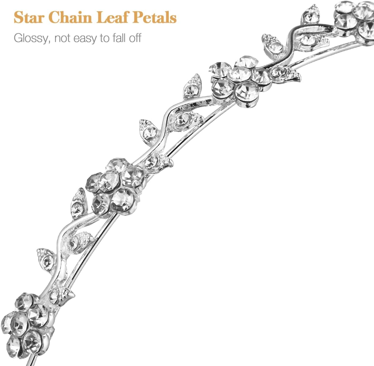 VICASKY Crystal Bridal Flower Leaves Crown Headband Headdress Tiara Wedding Bride Headband Hair Accessories Confirmation Girls Silver Flower Wreath Hair Dirndl Costumes