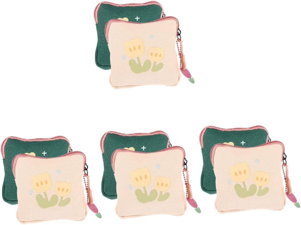 Healeved 6Pcs Sanitary Napkin Organizer Portable Period Bag Sanitary Pad Pouch Zipper Money Pouch Small Tampon Storage Bag for Travel Use