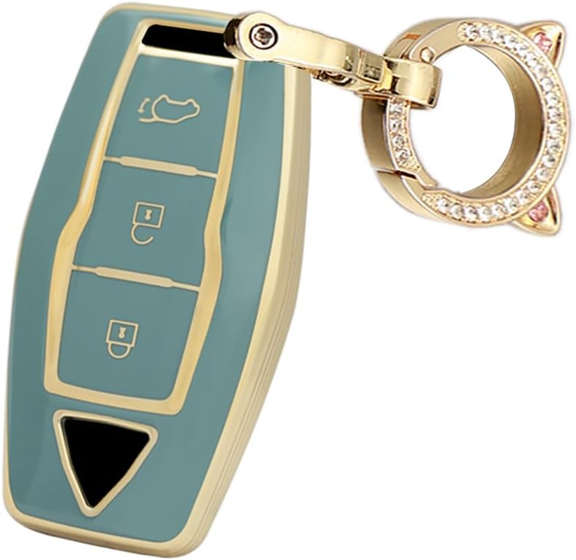 Ontto TPU Car Key Fob Cover Keyring Fit for Mitsubishi Outlander 2021 2022 2023 2024 Smart Key Case Remote Key Holder Key Shell Bag Keychain Protection Auto Accessories 4 Buttons Beige