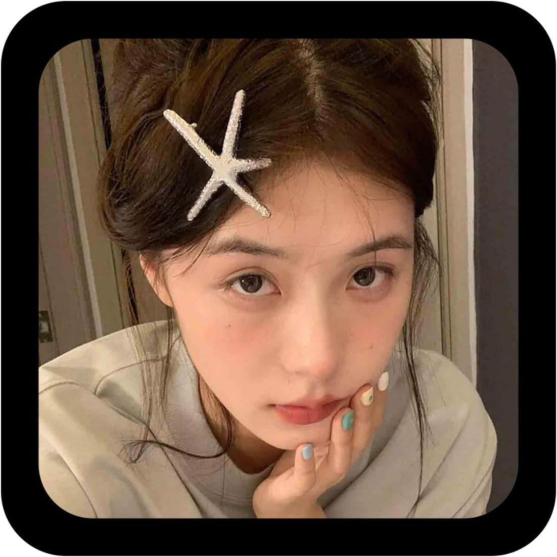 Enautoabs Boho Starfish Hair Clip Duckbill Clip Silver Starfish Ocean Hair Clips Summer Beach Hairs Barrette Vintage Wedding Starfish Hairclips Hairs Accessories for Women