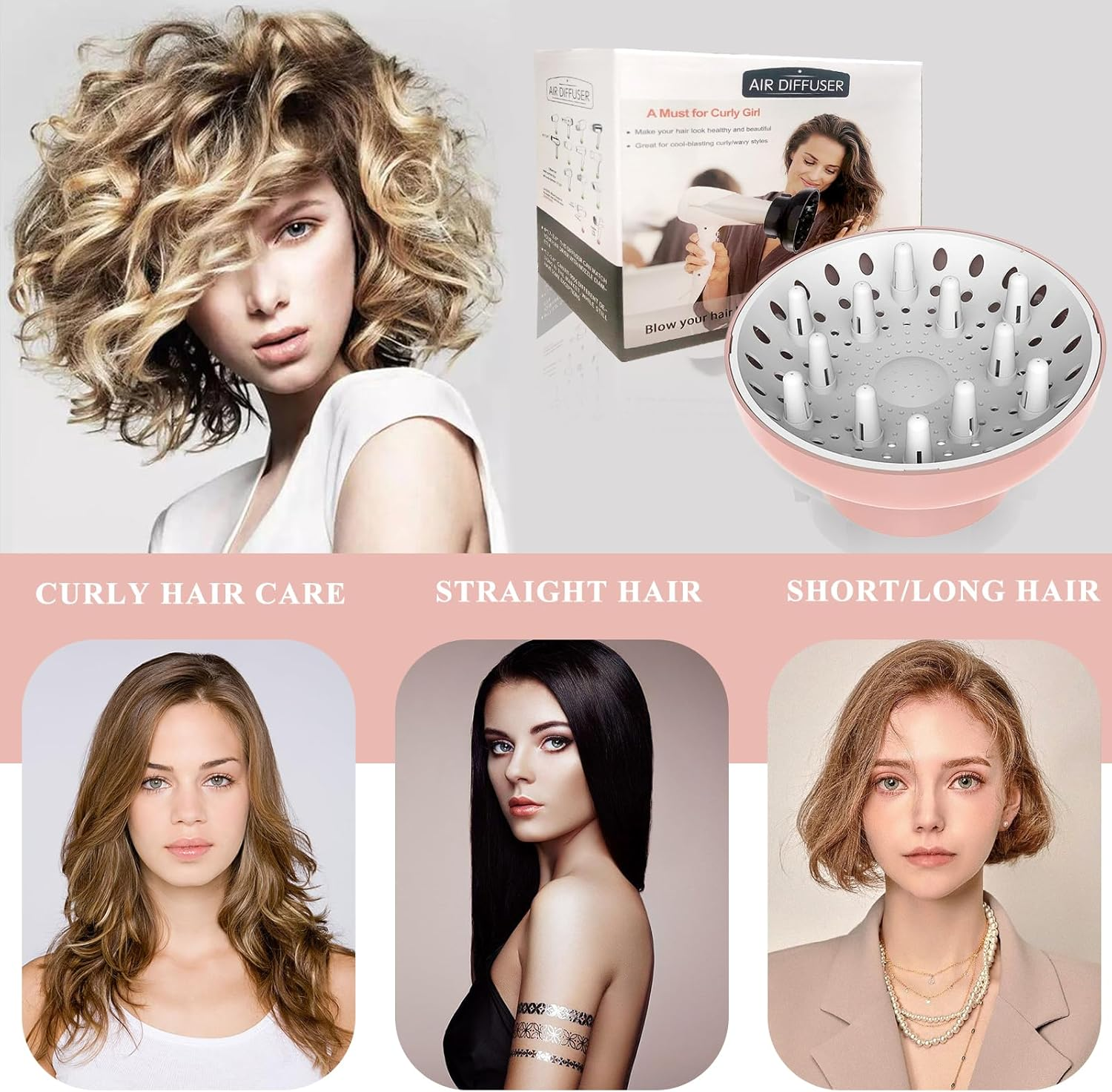 Hair Dryer Diffuser Attachment Universal Adjustable Professional Salon Tool for Curly Hair Fits Most Kinds of Blow Dryer Diameter 4.3-6.5CM - Blue image number 3