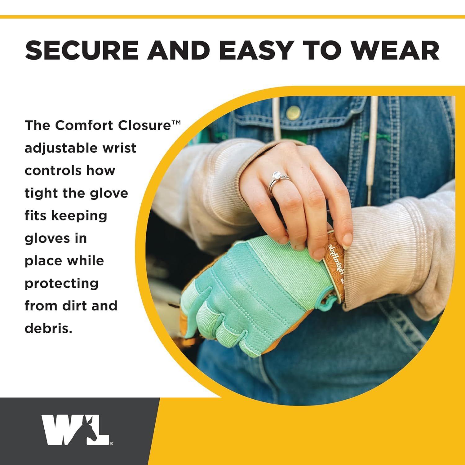 Wells Lamont Women'S Hydrahyde Water-Resistant Leather Palm Hybrid Work Gardening Gloves, Medium (Pack of 1) (3250M), Blue image number 2