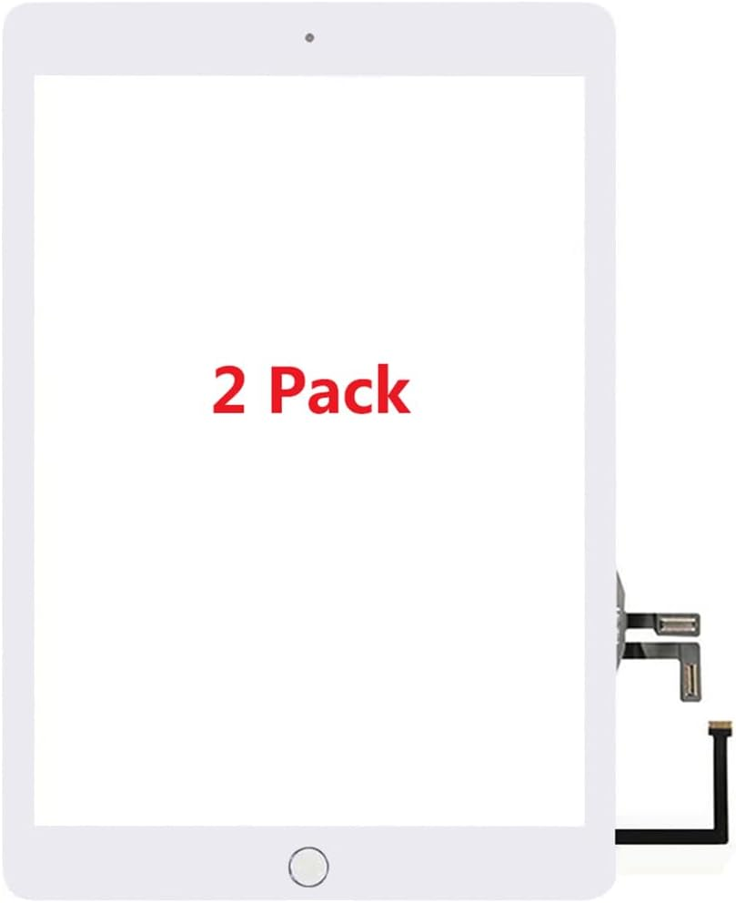 For Ipad 5 5Th Gen Screen Replacement A1822 A1823 2017 2 Pack Digitizer 9.7 Inch, for Ipad 5Th Generation Touch Glass with Home Button (White)