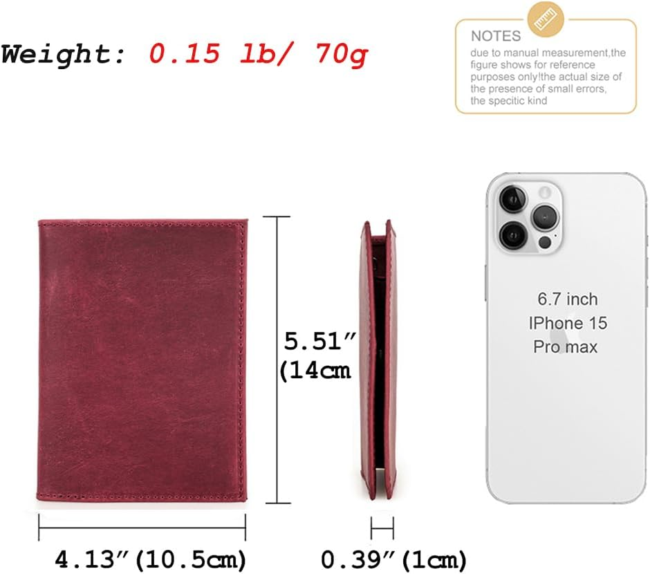 Contacts Full Grain Leather Passport Holder for Women RFID Blocking Travel Passport Wallet Slim Compatible with Airtag Passport Case with Coin Pocket, 4 Card Slot (Badge, Red)