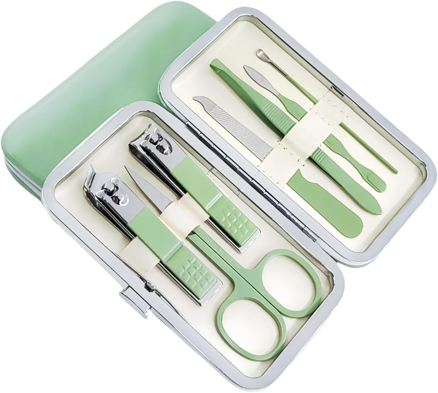 QURIPE 7Pcs Manicure Set, Nail Clippers Kit, Stainless Steel Manicure Kit, Nail Clipping Tools Portable Travel Grooming Kit, the Best Gift with Luxurious Case (Black-7)