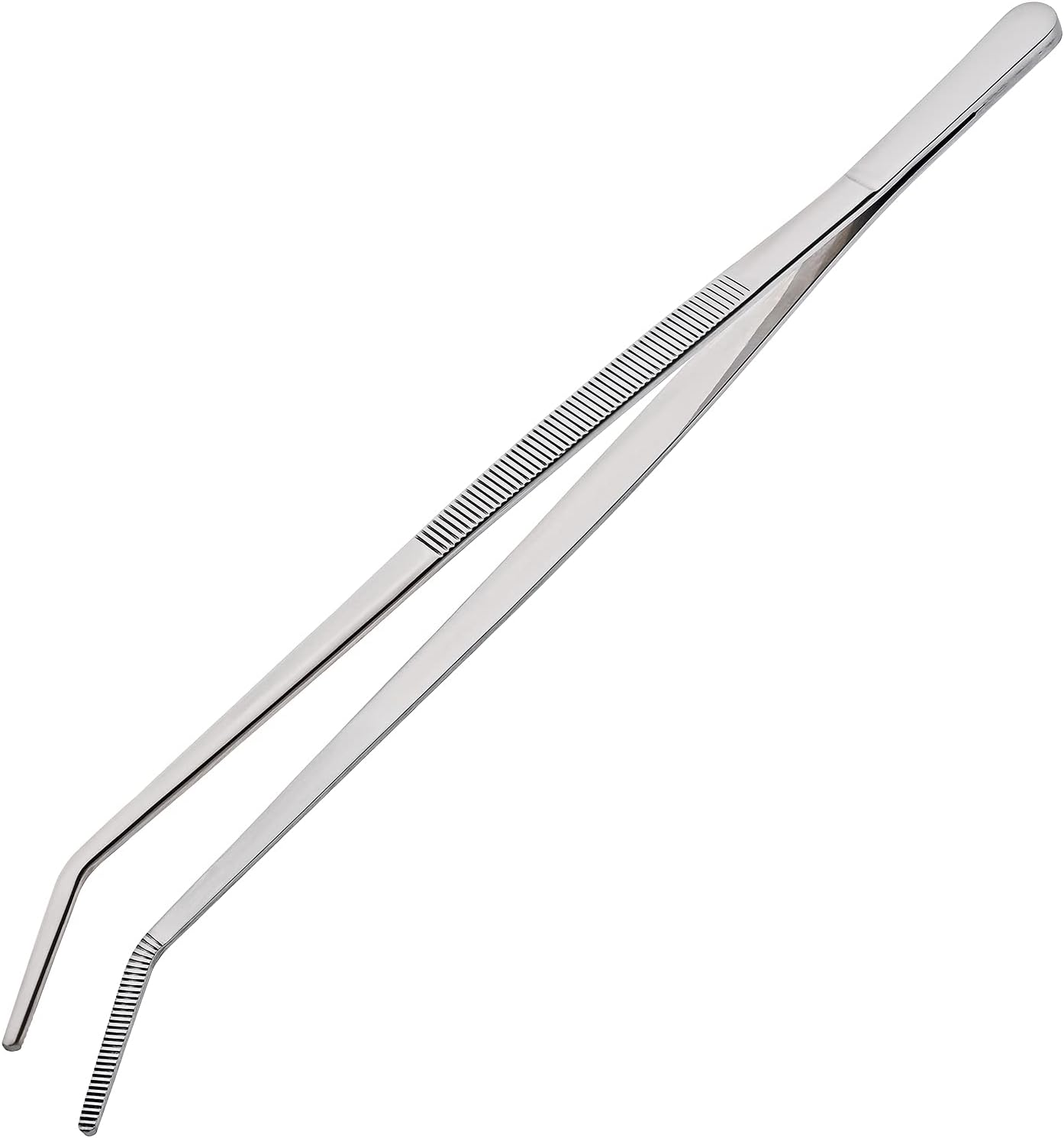 Kuchenprofi Extra-Long Tweezer Tongs 9 Inch Silver