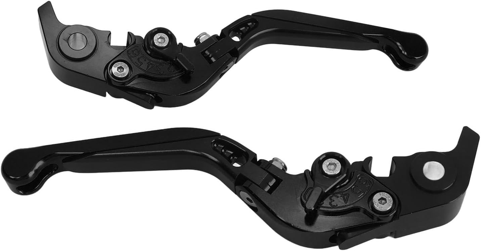 Folding Clutch Levers, Motorcycle Clutch Brake Lever Aluminum Alloy 1 Pair Adjustable Safe High Strength Streetfighter V2 (Black) image number 2