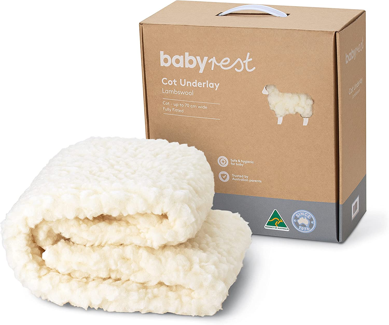 Babyrest Lambswool Portacot Underlay Strap Fitting, Natural image number 3