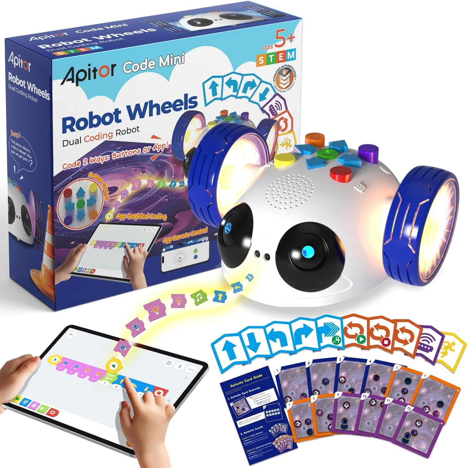 Robot Wheels - Coding Robot for Kids Ages 5-7, STEM Toys for Kids, Robotics Kit with Screen-Free Coding Cards & App, Educational Boys and Girls Ages 5+ image number 6