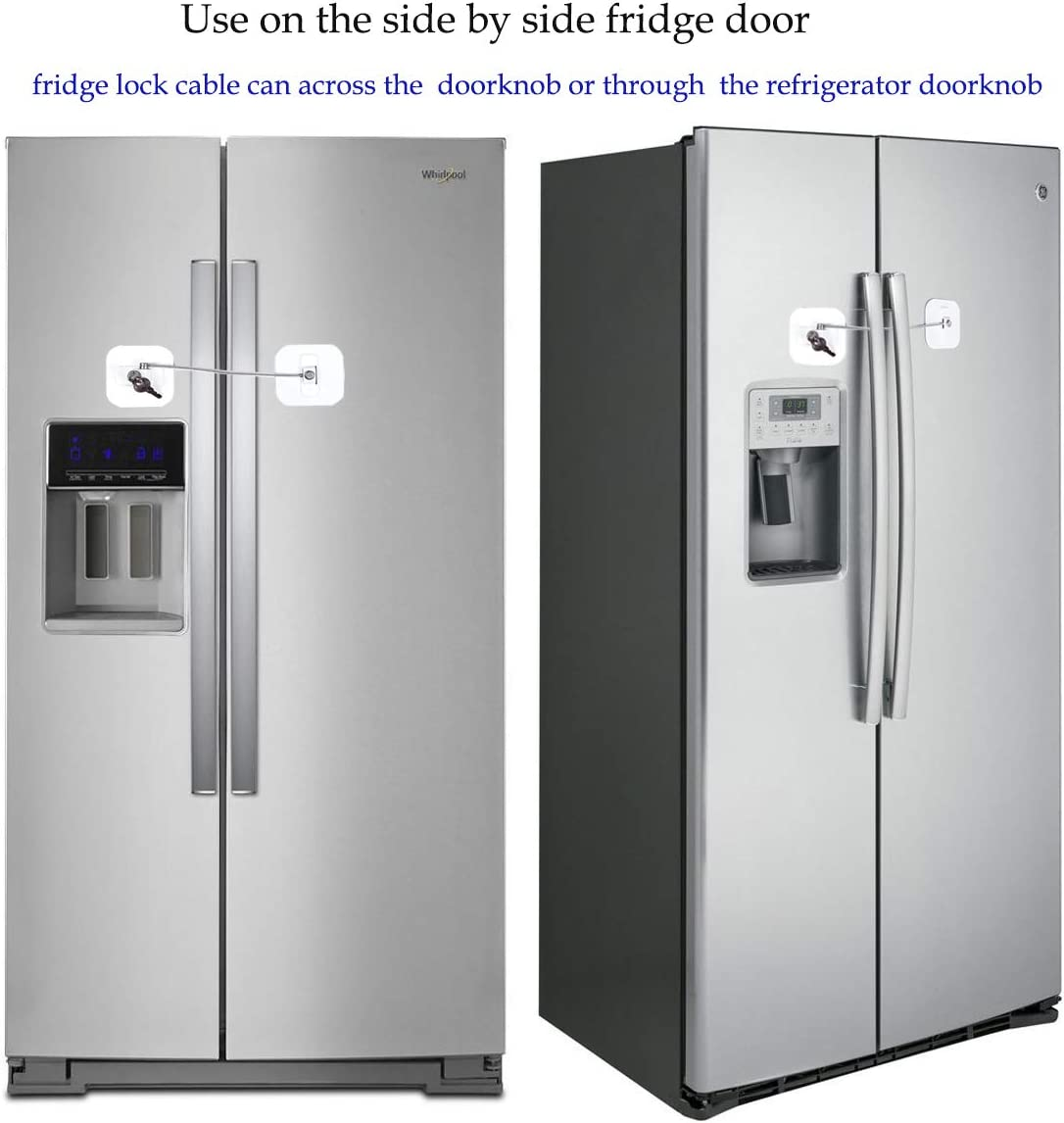 Fridge Lock,Refrigerator Locks,Freezer Lock with Key for Child Safety,Locks to Lock Fridge and Cabinets (White Fridge Lock-1Pack)