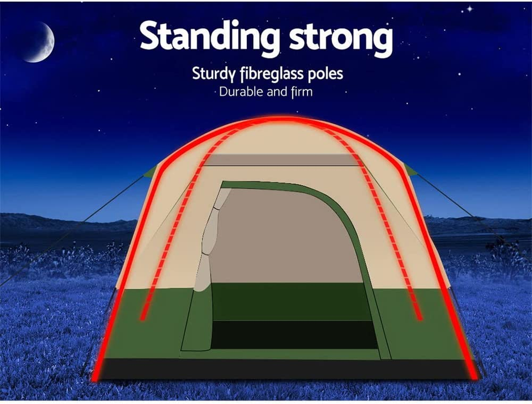 Weisshorn Camping Tent, 4 Person Easy Setup Family Dome Tents Outdoor Travel Hiking Beach Trip, Portable Shelter Sun Protection Water Resistance Khaki Green image number 5
