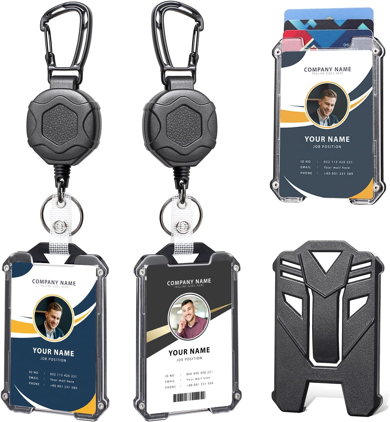 2 Pack Badge Reels Retractable Keychain Retractable Lanyard Keychain Clip Heavy Duty Badge Reel for ID Badge Holder Key Chain