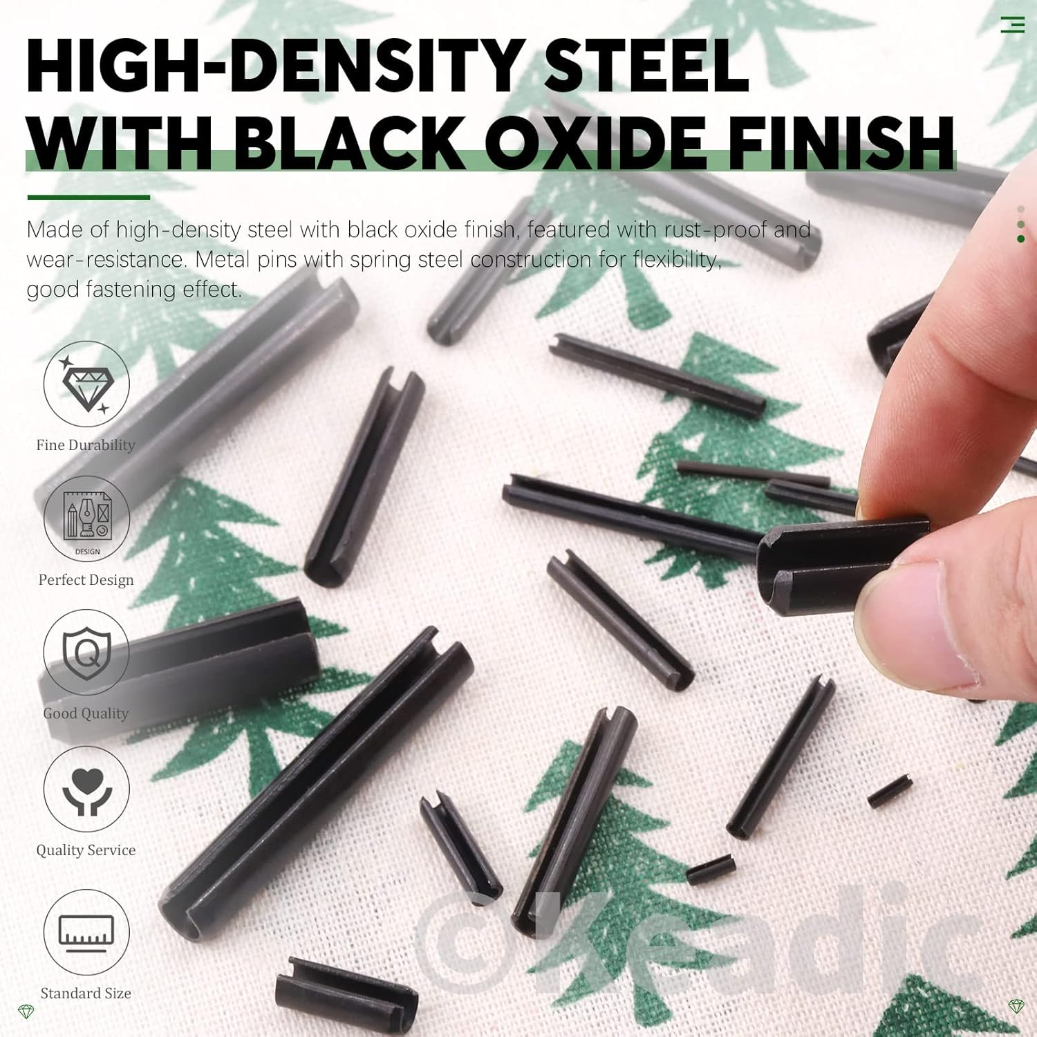 Keadic 405Pcs 27 Sizes Black Slotted Roll Pin Assortment Set, M1.5 M2 M2.5 M3 M4 M5 M6 M8 M10 Metric Split Spring Dowel Tension Roll Pins with Storage Case for Auto Repair Home Improvement image number 1