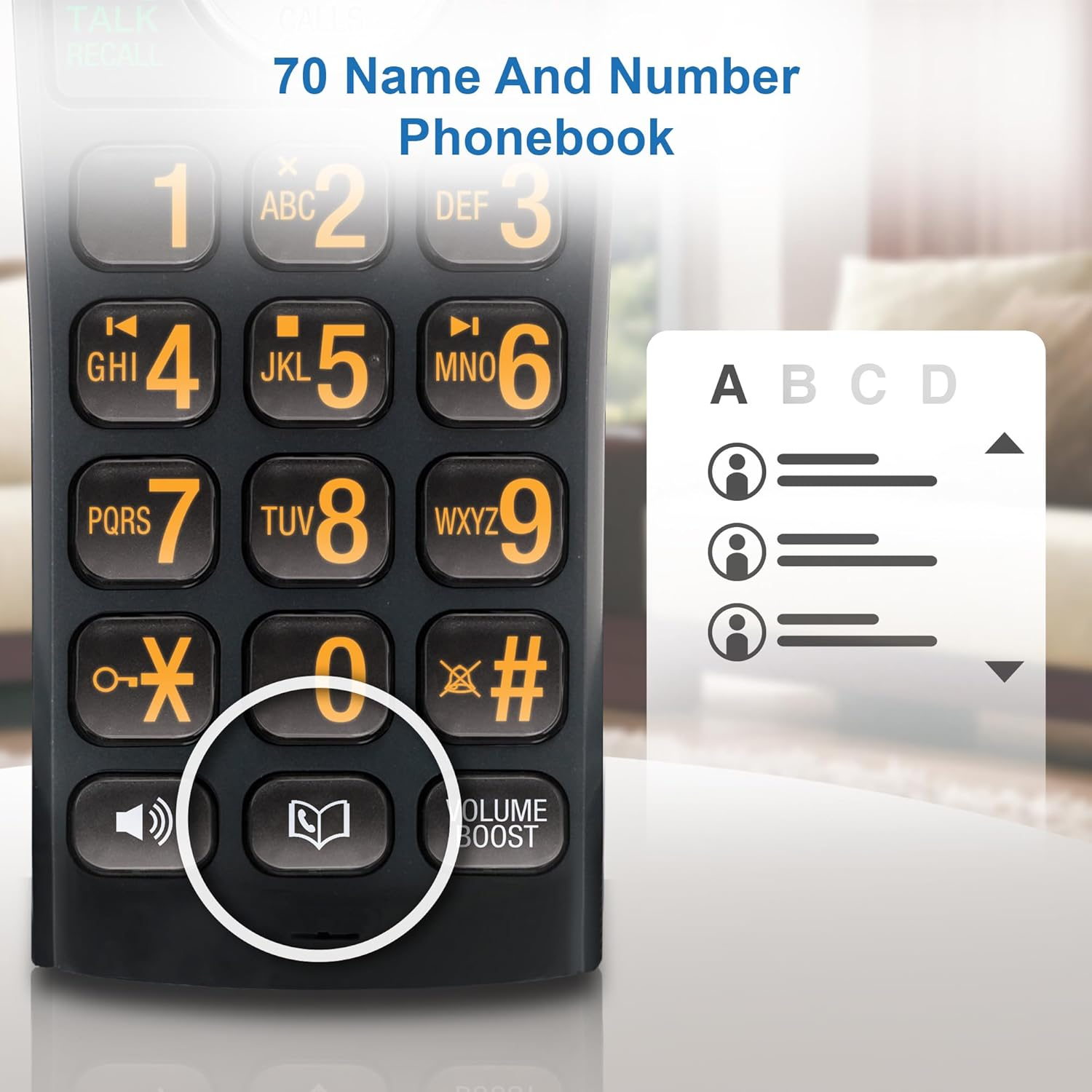 Vtech CLS21050 DECT Cordless Phone with Handsfree Speakerphone, Digital Answering Machine, 70 Name and Number Phonebook, Volume Booster, Call Block, 5 Last Number Redial, Keypad Backlight image number 3