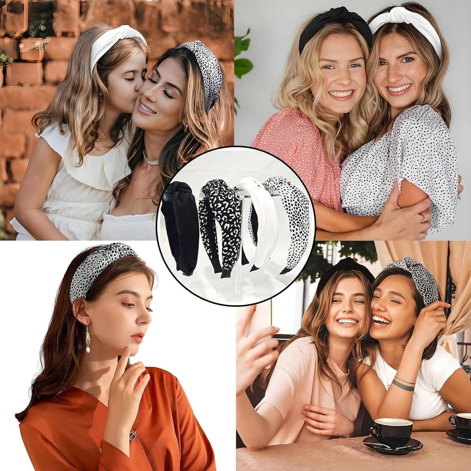 Pack of 4 Leopard Print Headbands, Women'S Wide, Non-Slip Protection Headband, Women'S Fashion Headband, Women'S Elegant, Vintage Hair Bands, Women, Suitable for Birthday, Valentine'S Day, Mother'S image number 5