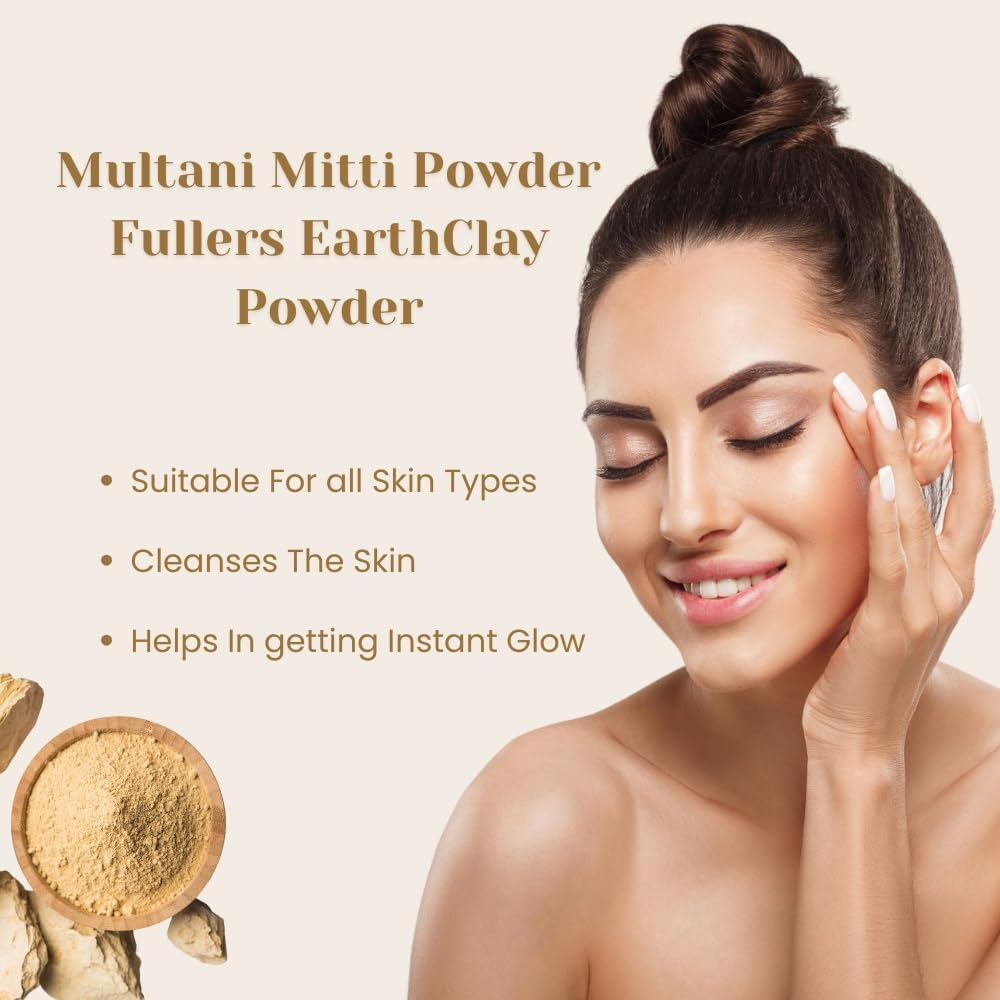 Multani Mitti Powder, Bentonite Clay & Fuller'S Earth Clay &ndash; 100% Natural Skin Soother, Cleanser & Acne Reducer &ndash; 100G image number 2