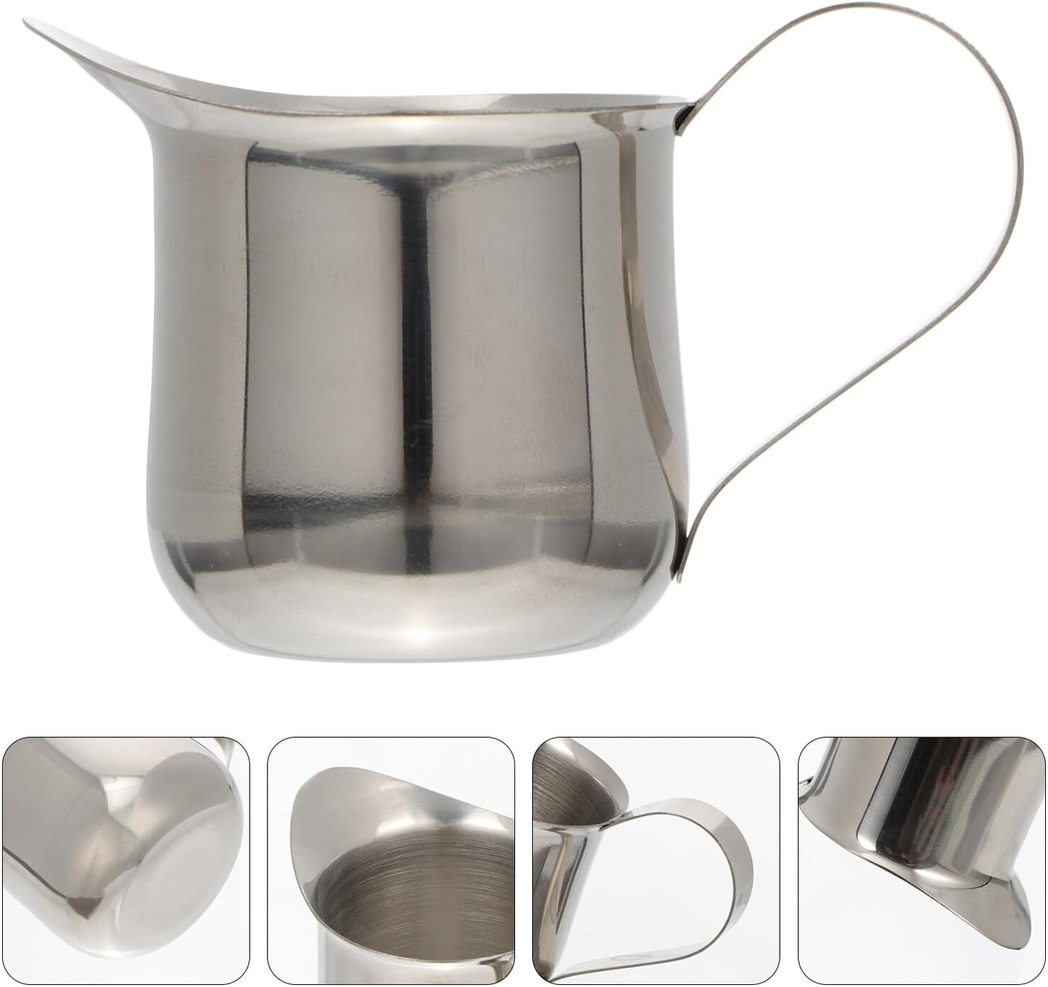 TEHAUX Stainless Steel Milk Pitcher 50Ml Coffee Frothing Cup Sturdy Mocha Creamer Jug for Household Espresso and Latte Art image number 5