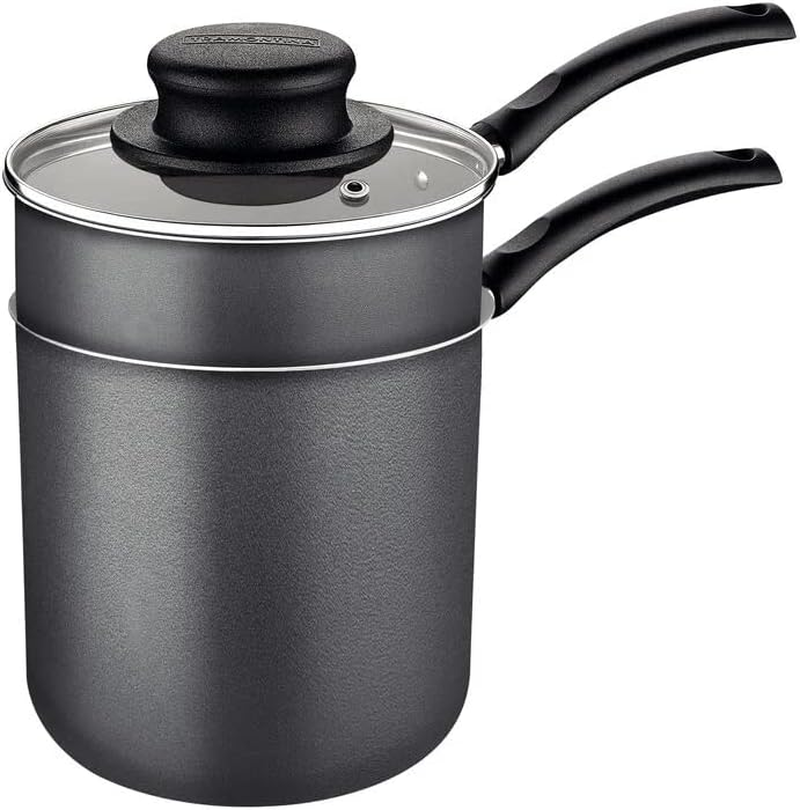 Tramontina 20273/610 TRAMONTINA 20273/610 Cuscusera Non-Stick Aluminum Pot with Glass Lid Trim, 0.8 L (Fluorine Coated) with Hot Water Kettle, Lightweight, Non-Stick, Dishwasher Safe, for Gas Fire image number 1